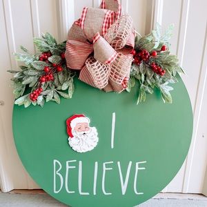 20” Christmas door hanger made from .5” solid wood